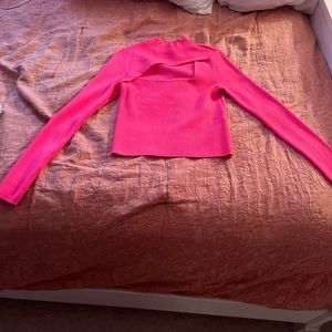 Bar III Hot Pink Long Sleeve Crop Top